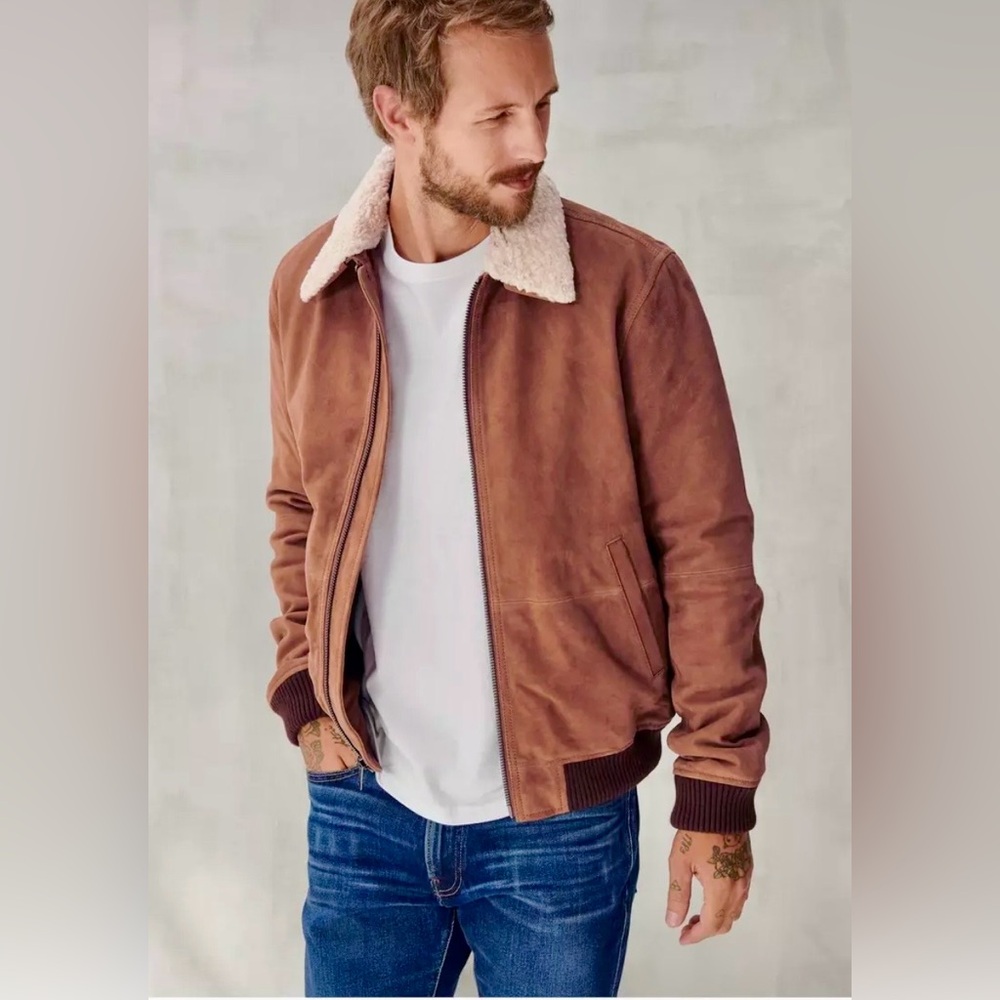 Lucky Brand Suede Trucker Jacket Mens sz S